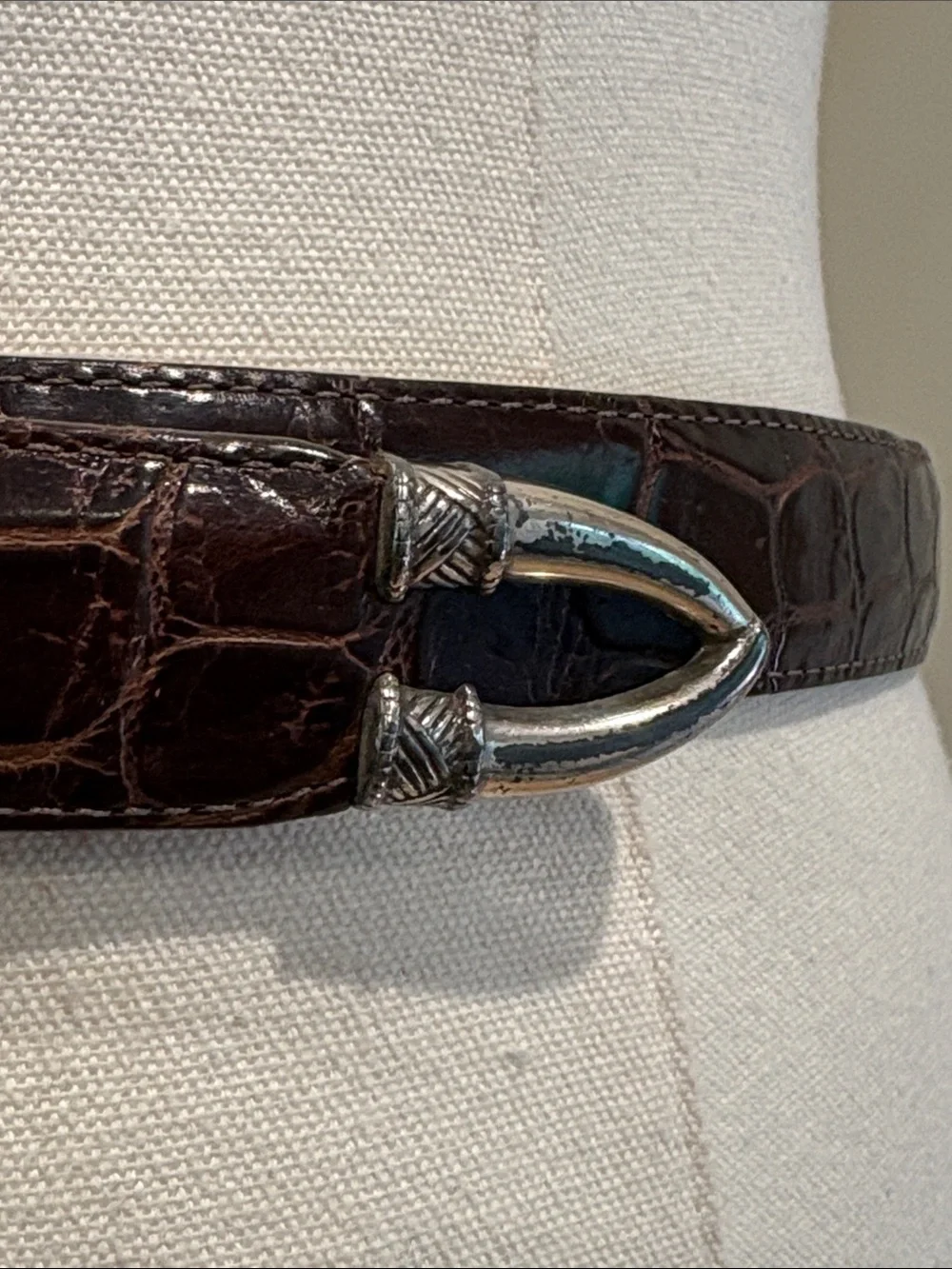 Vintage Brighton 90s Leather Elephant Safari Alligator Print Belt Medium *As-Is*